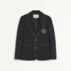 Chaqueta de lana de botonadura sencilla con parche Valentino