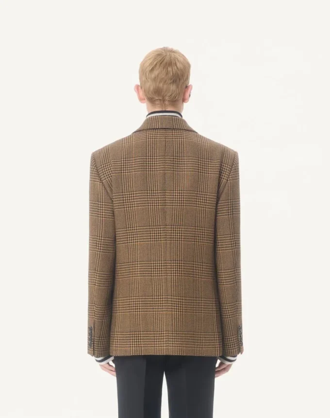 Chaqueta de lana de un solo pecho con estampado Glen Plaid de Valentino Chaqueta de lana de un solo pecho con estampado Glen Plaid de Valentino
