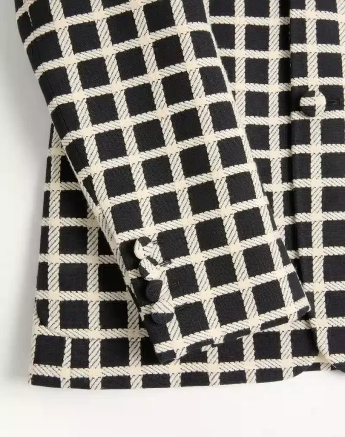 Chaqueta de lana mezclada con patrón de cuadros y botonadura sencilla