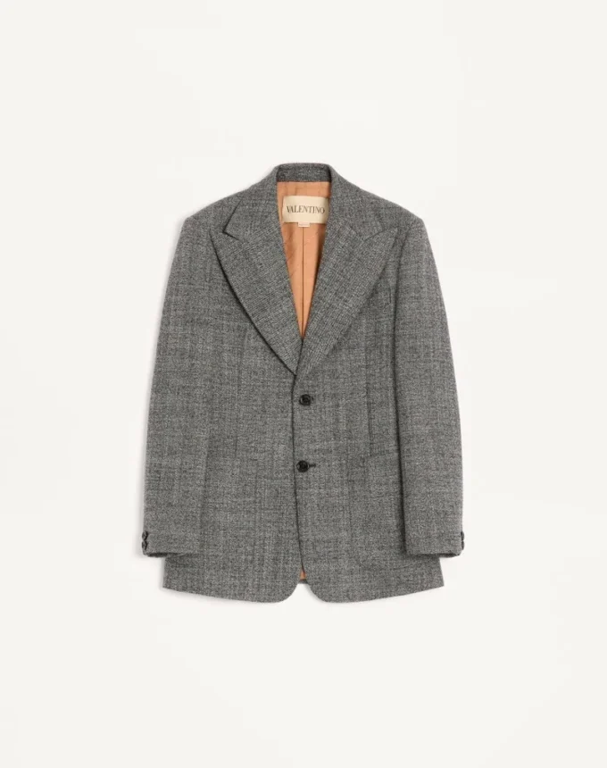 Chaqueta de lana mouliné de botonadura sencilla de Valentino Chaqueta de lana mouliné de botonadura sencilla de Valentino