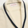 Chaqueta de lana y algodón de botonadura sencilla con ribete torchon