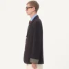 Chaqueta de lana y algodón de botonadura sencilla con ribetes jacquard Chaqueta de lana y algodón de botonadura sencilla con ribetes jacquard