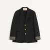 Chaqueta de lana y algodón de botonadura sencilla con ribetes jacquard Chaqueta de lana y algodón de botonadura sencilla con ribetes jacquard