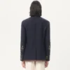 Chaqueta de lino de botonadura sencilla con bordados de abalorios y parches Chaqueta de lino de botonadura sencilla con bordados de abalorios y parches