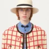 Chaqueta de mezcla de lana con estampado de cuadros en V