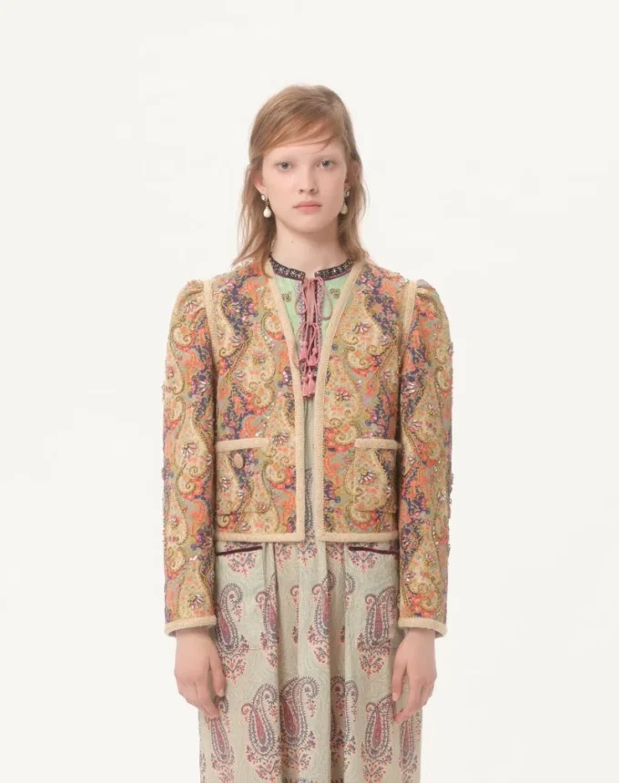 Chaqueta de piqué con estampado de cachemira Voyage Imaginaire Chaqueta de piqué con estampado de cachemira Voyage Imaginaire