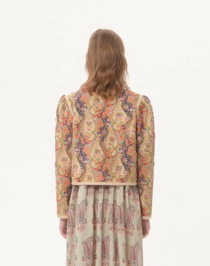 Chaqueta de piqué con estampado de cachemira Voyage Imaginaire Chaqueta de piqué con estampado de cachemira Voyage Imaginaire