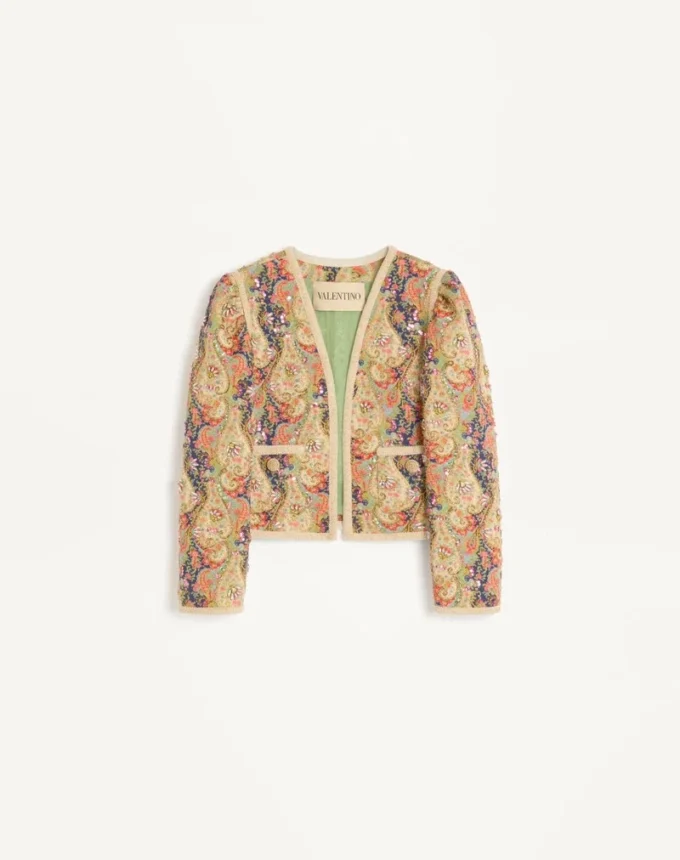 Chaqueta de piqué con estampado de cachemira Voyage Imaginaire Chaqueta de piqué con estampado de cachemira Voyage Imaginaire