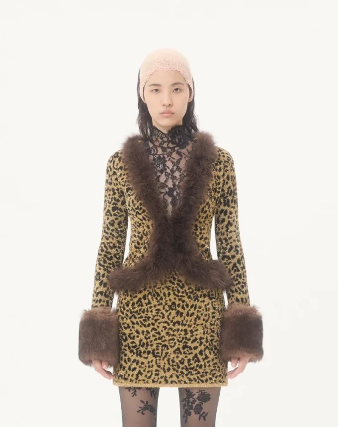 Chaqueta de punto jacquard con estampado animal y lurex Chaqueta de punto jacquard con estampado animal y lurex