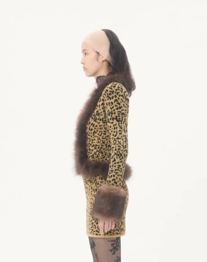 Chaqueta de punto jacquard con estampado animal y lurex Chaqueta de punto jacquard con estampado animal y lurex