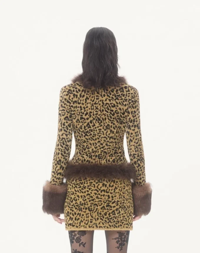 Chaqueta de punto jacquard con estampado animal y lurex Chaqueta de punto jacquard con estampado animal y lurex
