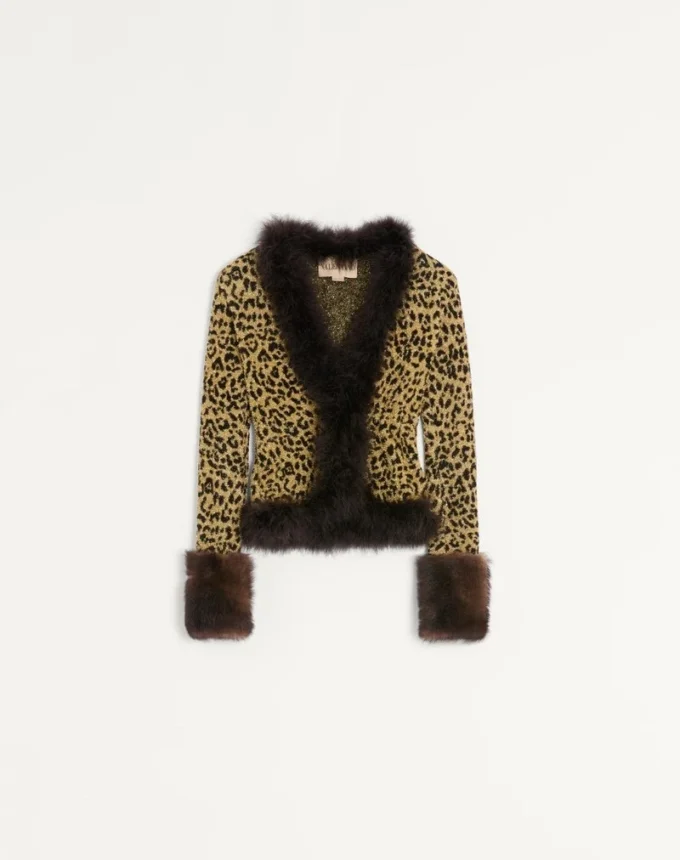 Chaqueta de punto jacquard con estampado animal y lurex Chaqueta de punto jacquard con estampado animal y lurex