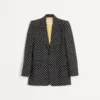 Chaqueta de seda shantung de botonadura sencilla con estampado Plusdepois