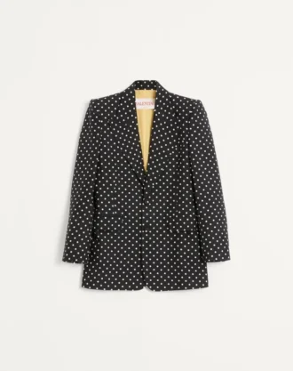 Chaqueta de seda shantung de botonadura sencilla con estampado Plusdepois