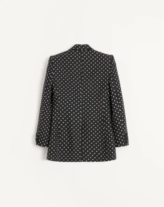 Chaqueta de seda shantung de botonadura sencilla con estampado Plusdepois