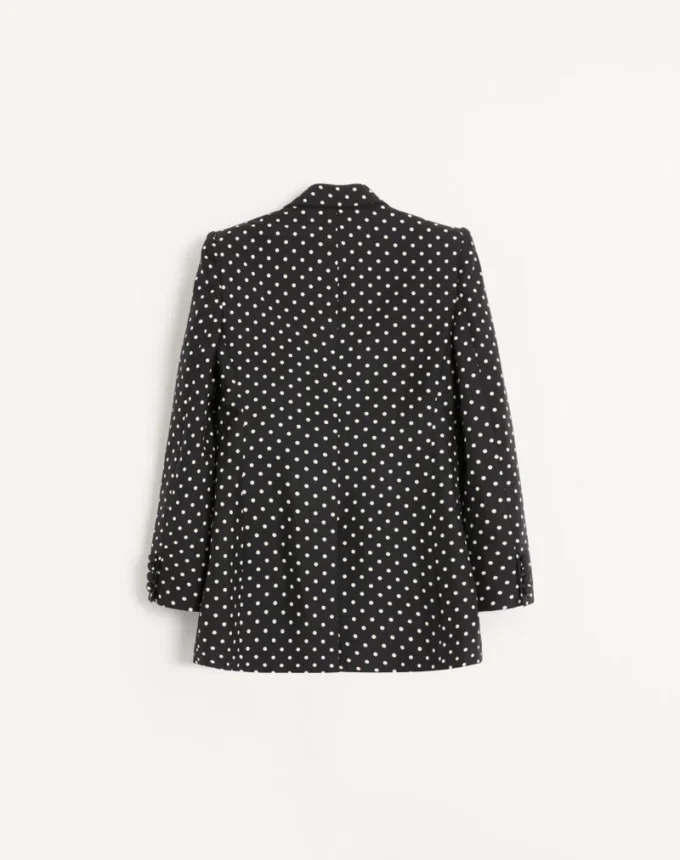 Chaqueta de seda shantung de botonadura sencilla con estampado Plusdepois
