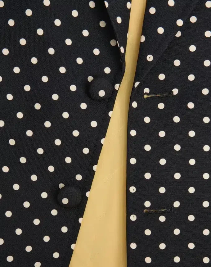 Chaqueta de seda shantung de botonadura sencilla con estampado Plusdepois