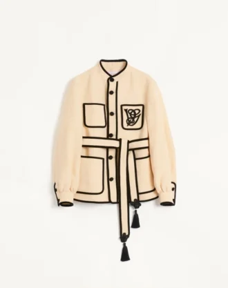 Chaqueta de seda y lona de yute con bordado VG