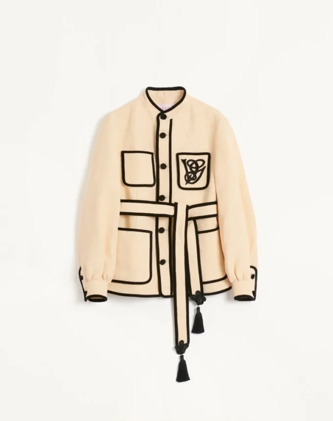 Chaqueta de seda y lona de yute con bordado VG