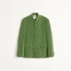 Chaqueta de terciopelo de algodón y lino lavado con cuello mao. Chaqueta de terciopelo de algodón y lino lavado con cuello mao.
