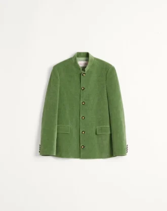 Chaqueta de terciopelo de algodón y lino lavado con cuello mao. Chaqueta de terciopelo de algodón y lino lavado con cuello mao.