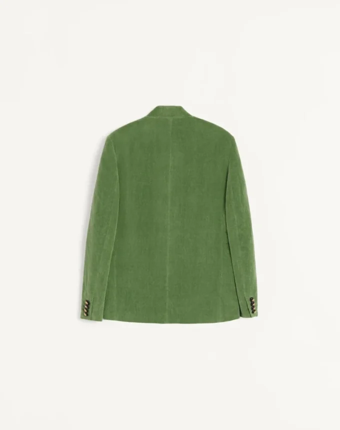 Chaqueta de terciopelo de algodón y lino lavado con cuello mao. Chaqueta de terciopelo de algodón y lino lavado con cuello mao.