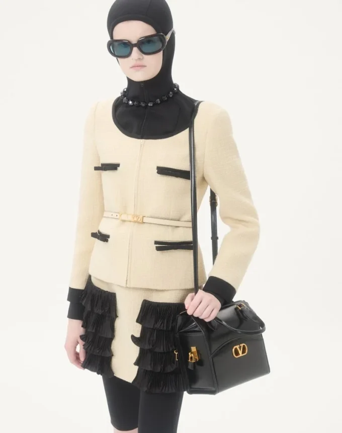 Chaqueta de tweed de lana lisa Chaqueta de tweed de lana lisa