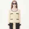 Chaqueta de tweed de lana lisa Chaqueta de tweed de lana lisa
