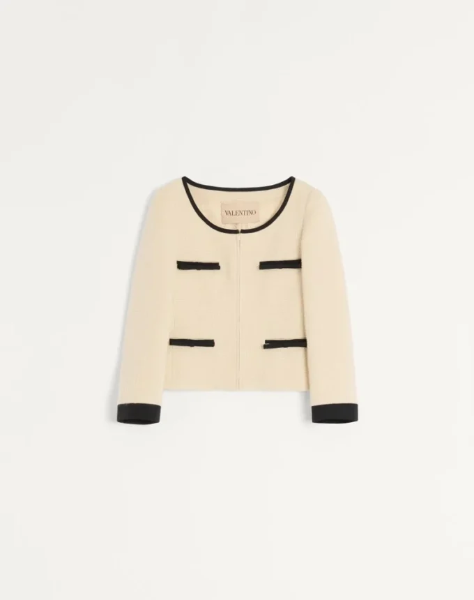 Chaqueta de tweed de lana lisa Chaqueta de tweed de lana lisa