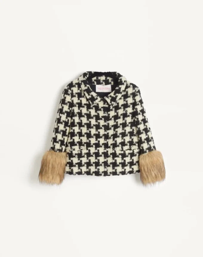 Chaqueta de tweed macro pied de poule Chaqueta de tweed macro pied de poule