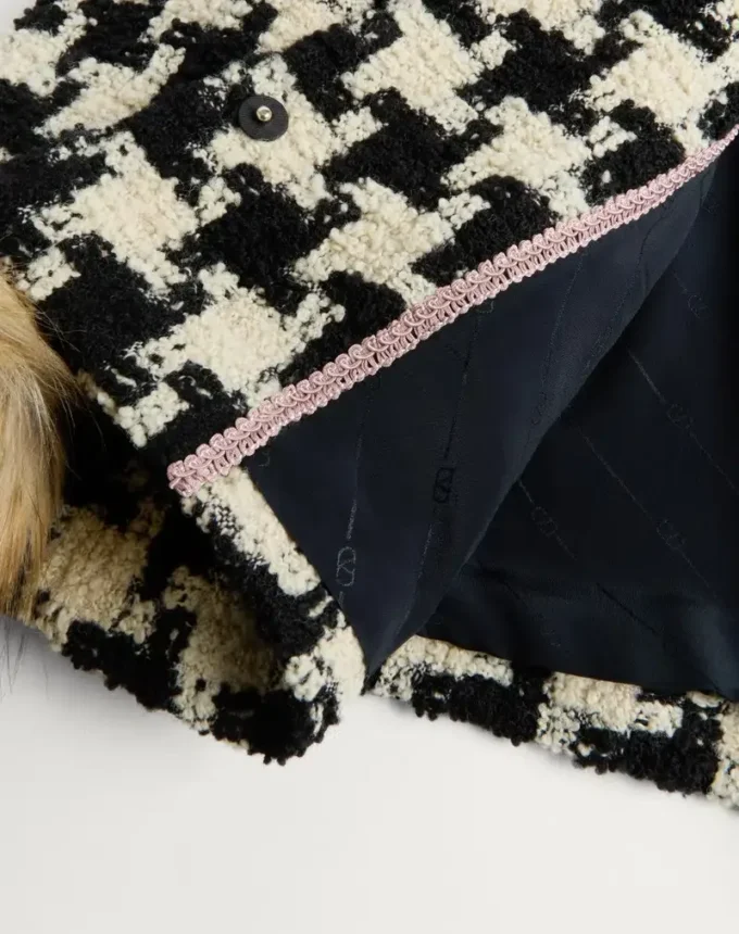 Chaqueta de tweed macro pied de poule Chaqueta de tweed macro pied de poule