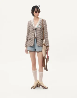 Chaqueta ligera de tweed Pied De Poule Chaqueta ligera de tweed Pied De Poule