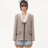 Chaqueta ligera de tweed Pied De Poule Chaqueta ligera de tweed Pied De Poule
