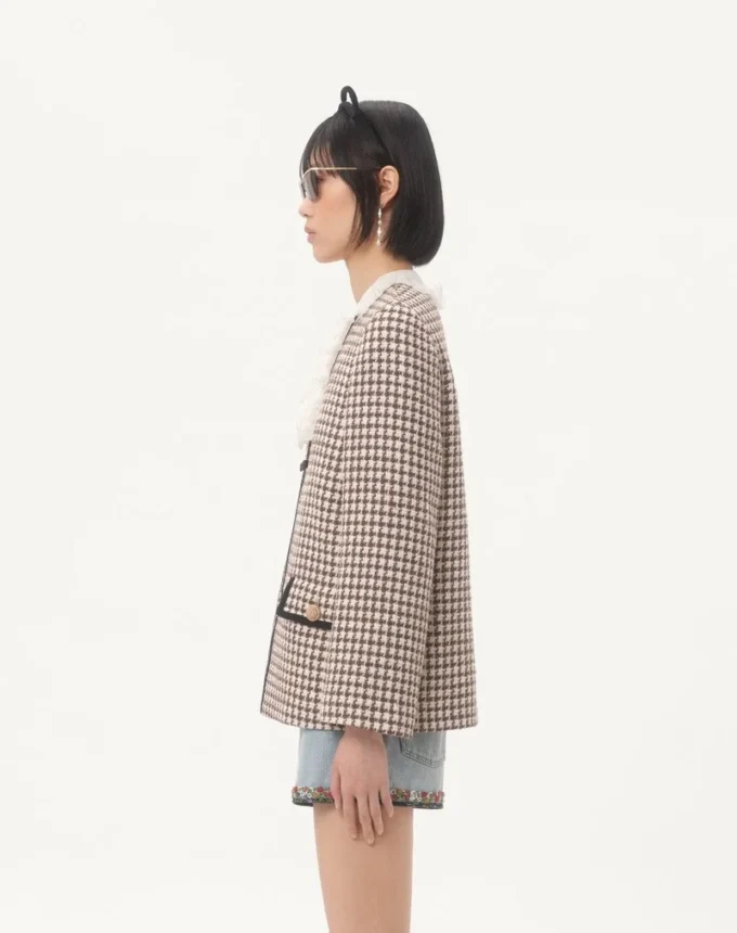 Chaqueta ligera de tweed Pied De Poule Chaqueta ligera de tweed Pied De Poule