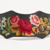 Cinturón de piel con bordado de motivos florales 95 mm
