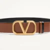 Cinturón reversible con el logotipo Vlogo en piel de becerro brillante de 40 mm