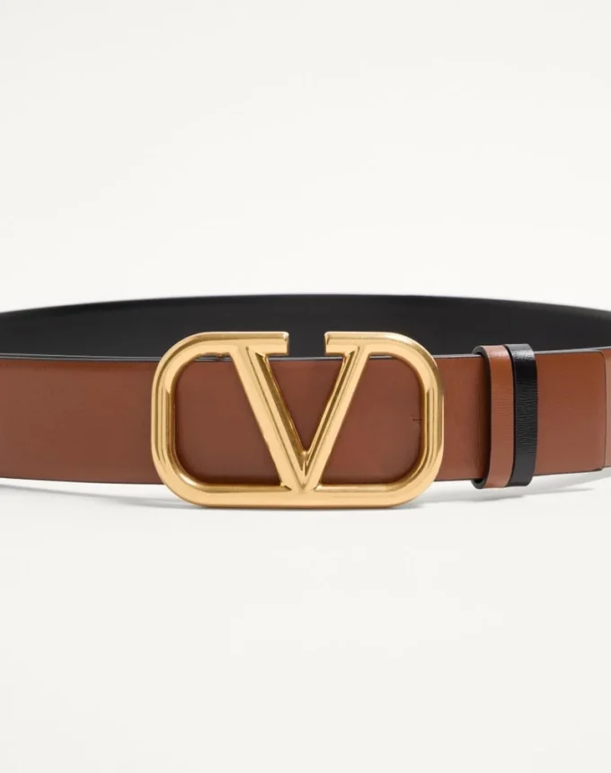 Cinturón reversible con el logotipo Vlogo en piel de becerro brillante de 40 mm
