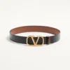 Cinturón reversible con el logotipo Vlogo en piel de becerro brillante de 40 mm