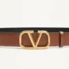Cinturón reversible con logotipo en piel de becerro brillante de 30 mm