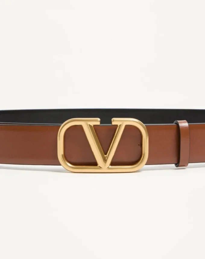 Cinturón reversible con logotipo en piel de becerro brillante de 30 mm