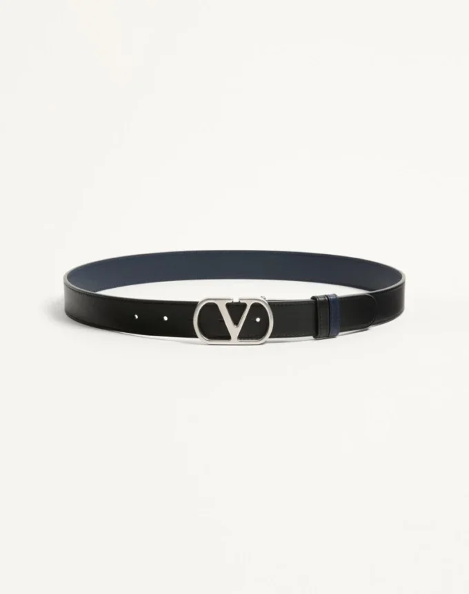Cinturón reversible de piel de becerro brillante con el logotipo Vlogo Signature de 30 mm Cinturón reversible de piel de becerro brillante con el logotipo Vlogo Signature de 30 mm