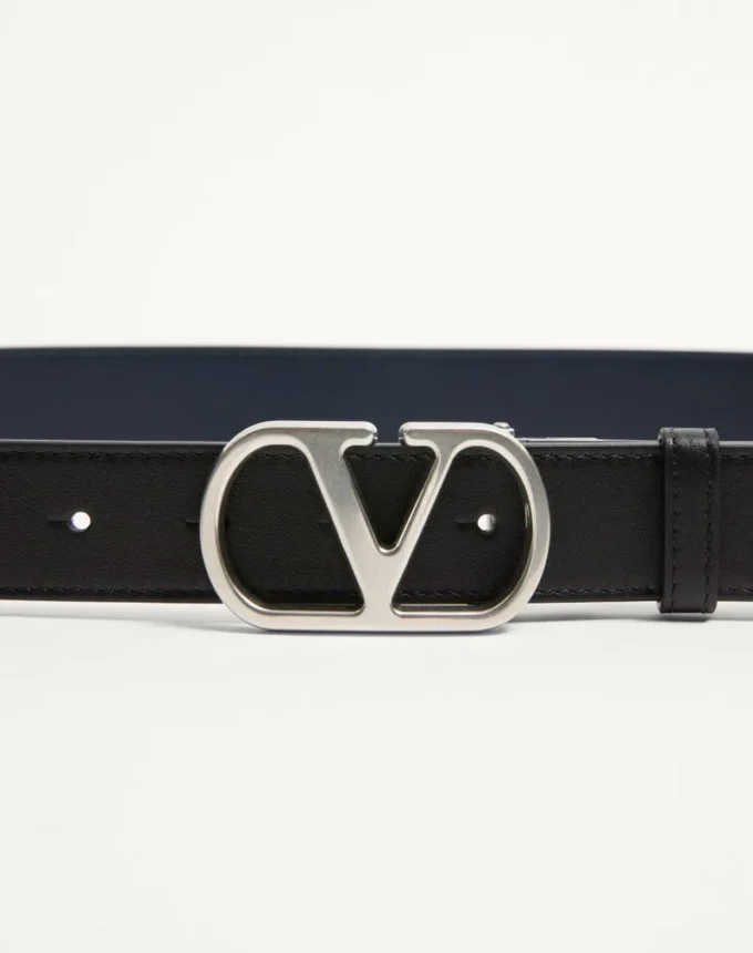 Cinturón reversible de piel de becerro brillante con el logotipo Vlogo Signature de 30 mm Cinturón reversible de piel de becerro brillante con el logotipo Vlogo Signature de 30 mm