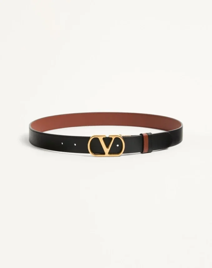 Cinturón reversible de piel de becerro brillante con el logotipo Vlogo Signature de 30 mm Cinturón reversible de piel de becerro brillante con el logotipo Vlogo Signature de 30 mm