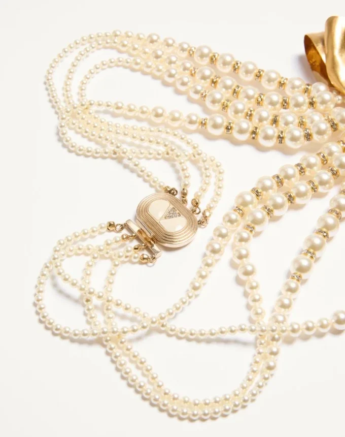 Collar Trop Chou en metal, esmalte, perlas y cristales