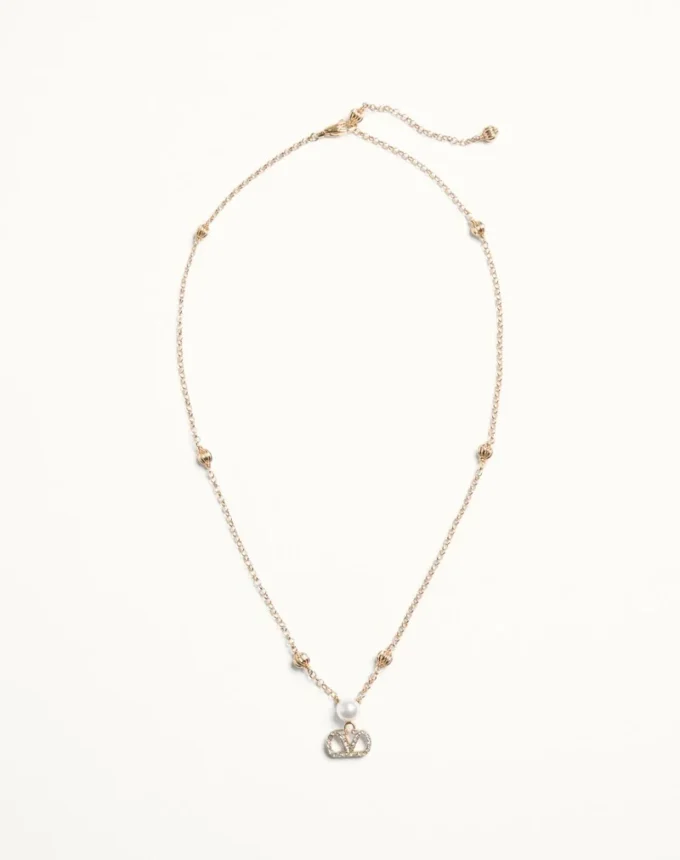 Collar VLogo Signature en metal, perlas y cristales Swarovski®