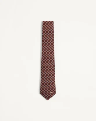 Corbata de algodón jacquard Valentie con estampado Chamber y detalle VLogo Signature