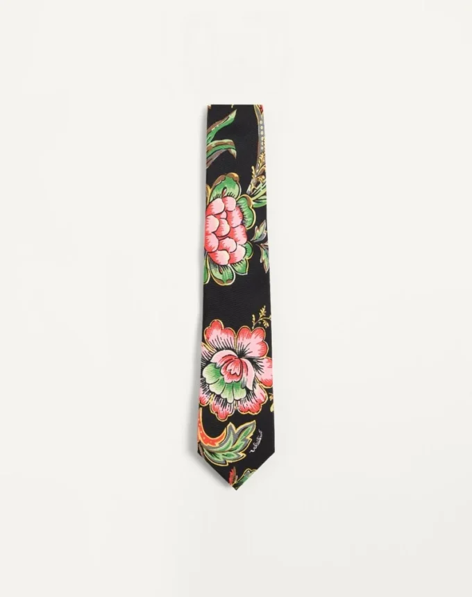 Corbata de seda con estampado floral Papier