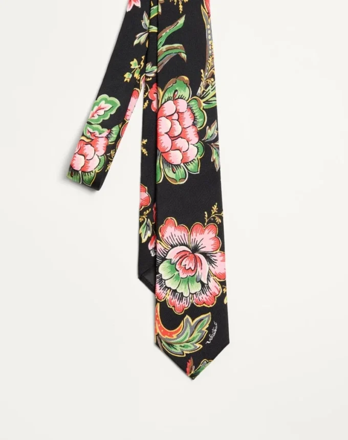 Corbata de seda con estampado floral Papier