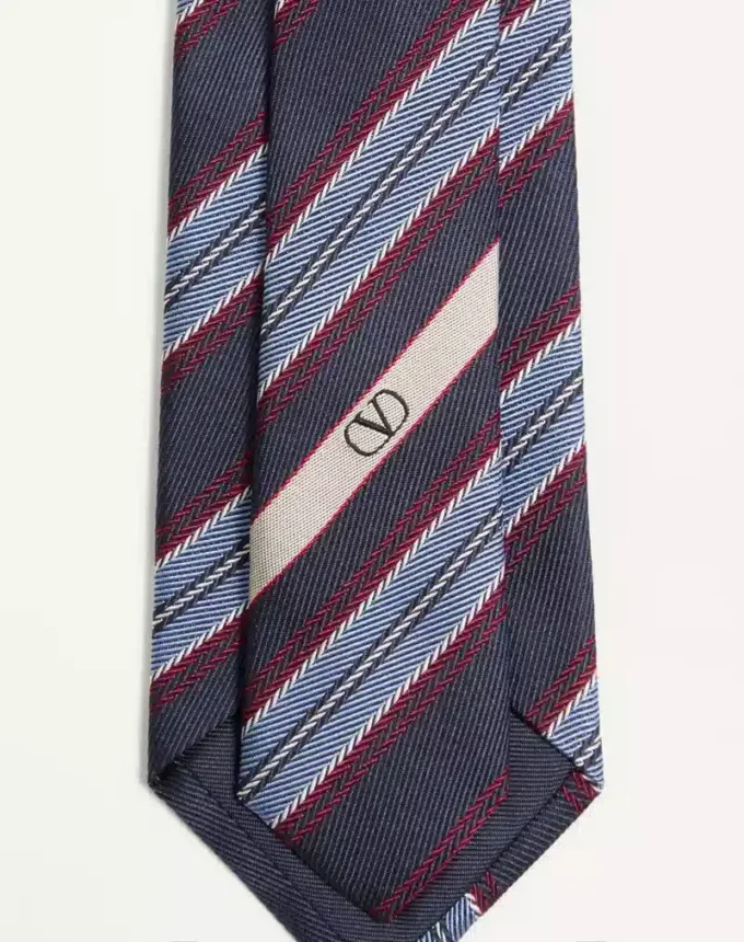 Corbata de seda jacquard regimental Valentie Corbata de seda jacquard regimental Valentie