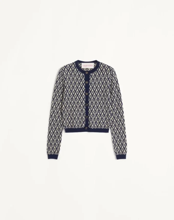 Cárdigan de lana con patrón jacquard Toute La V Cárdigan de lana con patrón jacquard Toute La V